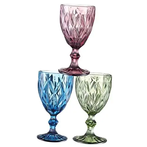 Produktbild: SHOWERORO Elegante Europäische Retro-weingläser Mit Dickem Boden Bunte Tassen Aus Glas Mit Fuß