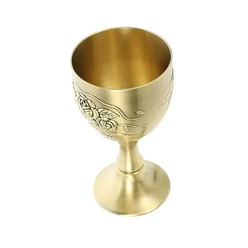 Produktbild: SHOWERORO 4 Stück Bronze geprägtes Weinglas retro styles weisweinglaeser Partyzubehör Kreative Tasse Cocktailgläser wunderschöner Kelch zarte Spirituosentasse Zinklegierung Golden