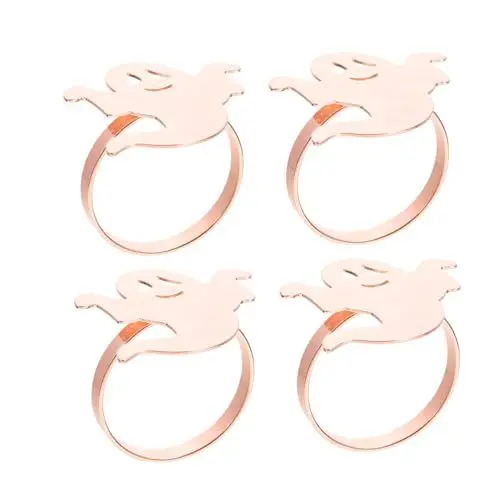 Produktbild: SHOWERORO 4 Stück Geister-Serviettenringe Halloween-Serviettenringe Gespenster Serviettenring Halloween Dekoration Halloween-Dekoration Halloween-Serviettenschnalle Geisterserviettenkreis