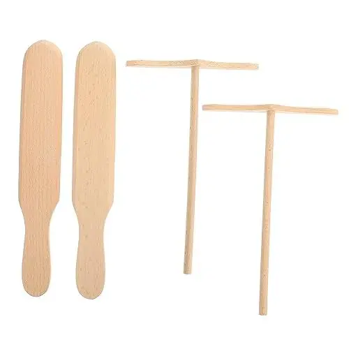 Produktbild: SHOWERORO 4stücke Holz-pfannkuchen-wender Umweltfreundliche Und Wiederverwendbare Spatel Für Pfannkuchen Omeletts Und Hitzebeständig Für Küche Geeignet