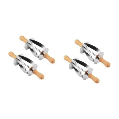 Produktbild: SHOWERORO 4 Stück edelstahlschneider backen Croissant-Nudelholz Backwerkzeuge Donutformen zum Backen Küchengeräte teigschneider ausstecher für knete Backmesser aus Edelstahl Croissant-Walze