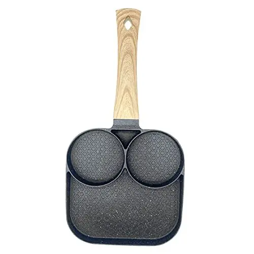 Produktbild: SHOWERORO Eierpfanne anfassen Backen Servierpfanne antihaftbeschichtete Grillpfanne quadratische Grillpfanne japanische Omelettpfanne runde Pfannkuchenpfanne Bratzubehör Aluminium Black