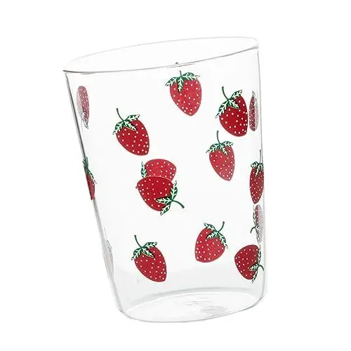 Produktbild: SHOWERORO Tassen Strohbecher Glasbecher Mit Aufdruck Für Zuhause Büro Erdbeertee