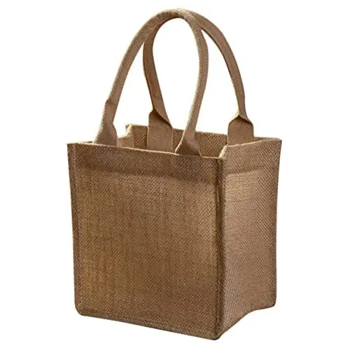 Produktbild: SHOWERORO Jute-Einkaufstasche wiederverwendbare Sackleinen-Tasche Hochzeitstasche mit Griffen für -Kunstprojekte