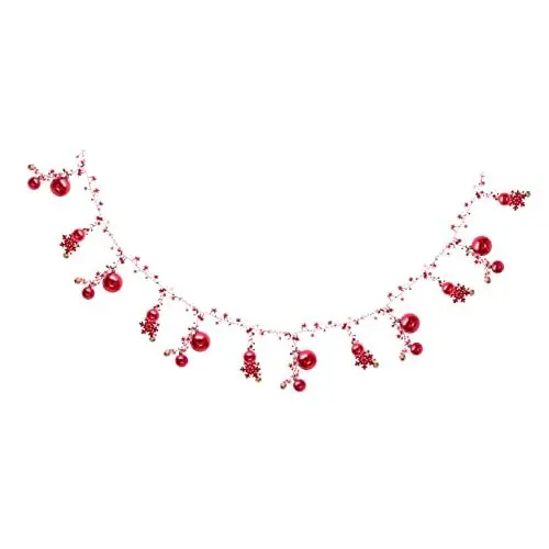 Produktbild: SHOWERORO Weihnachtskugelschnur weihnachtsdeko weihnachtsbaumbeleuchtung für den Tisch Schleifengirlande Kette für Weihnachtsbaum Weihnachtsanhänger zum Aufhängen Metall rot