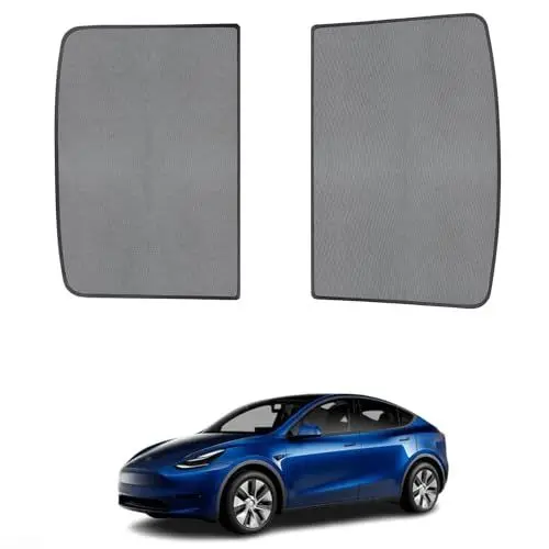 Produktbild: ShowEv für Tesla Model Y Sonnenschutz Sonnendach vorne & hinten Sonnenschirm Dach faltbar Schiebedach Fenster Sonnenblende Schatten für Model Y Zubehör (Set von 2)