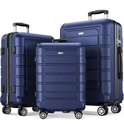Produktbild: SHOWKOO Kofferset 3 Teilig Hartschale Leicht ABS+PC Erweiterbar Reisekoffer Haltbar Trolley Handgepäck Sets mit TSA Schloss und 4 Rollen (M L XL -Blau)