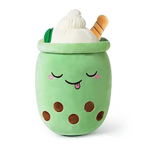 Produktbild: shownicer Plüschtier Stofftier Boba Tea 35cm, Kuscheltier Plüschkissen Spielzeug, Schmusetier Bubble Tea, Weiches Umarmungskissen für Zuhause, Kreatives Geschenk Gefüllt für Kinder Mädchen Jungen