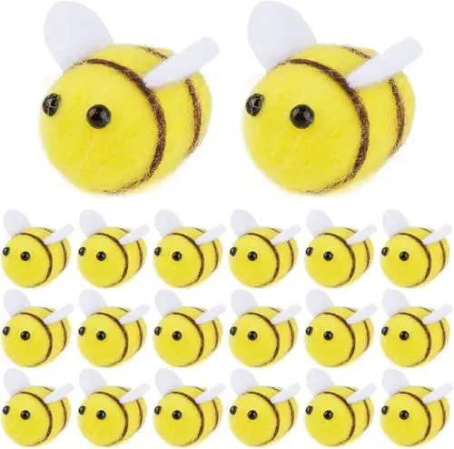 Produktbild: SHSHbuy 35 Stück Biene Filzen Mini,Biene Dekoration Klein,Kleine Filzbienen Figuren,Wollfilz Biene Handwerk für Handwerk DIY Dekoration