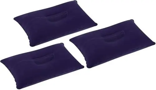 Produktbild: SHSHbuy Aufblasbares Kissen,3 Stück Aufblasbares Camping Kissen,Luftkissen Kopfkissen Velour Kissen Strandkissen Beflockung Kopfkissen für Camping,Reisen,Reise,Outdoor,Büro 35 x 22 cm
