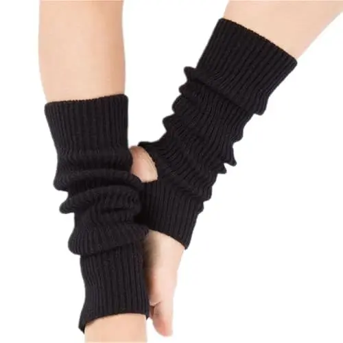 Produktbild: SHSHbuy Gestrickt Beinwärmer Damen Warme Gestrickte Socken Beinlinge Stiefel Häkeln Lange Leg Warmers,Yoga Socken Beinwärmer für Ballett Fitness Yoga(black)