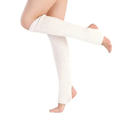 Produktbild: SHSHbuy Gestrickt Beinwärmer Damen Warme Gestrickte Socken Beinlinge Stiefel Häkeln Lange Leg Warmers,Yoga Socken Beinwärmer für Ballett Fitness Yoga(white)