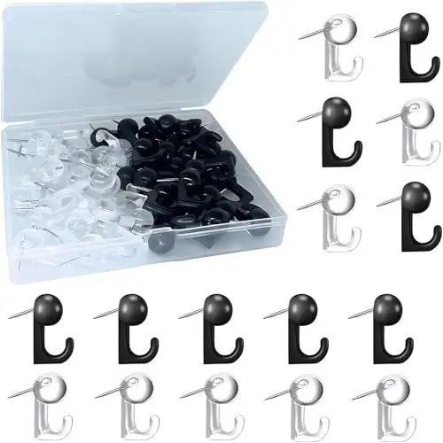 Produktbild: SHSHbuy Push Pin Haken,50 Stück Transparente Reißzwecke,Reißnagel mit Plastikbox,Karte Nagel Pinnadeln,Haken für Fotowand,Pinnwandnadeln für DIY,Bulletin Board,Fotos,Wandkarten,Kalender