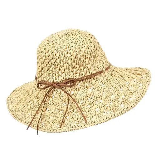 Produktbild: SHSHbuy Sonnenhut Damen,Sonnenhüte Damen Faltbarer UV Schutz Fischerhut,Outdoor Hut Atmungsaktiv Strandhut Boho Sonnenhut für Reisen,Urlaub Outdoor-Aktivitäten 56-58cm