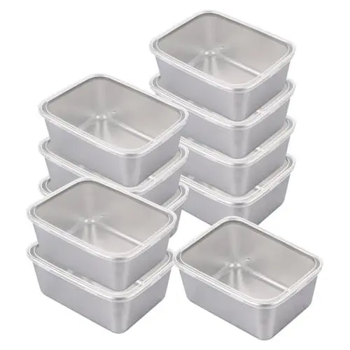 Produktbild: SHUESS 10er Frischhaltedose Meal Prep Boxen (500ml), Edelstahl Lunchbox Brotdose Gefrierbehälter Edelstahl Brotdose mit Deckel lebensmittelbehälter Graviert Werden Mehrweg Meal Prep Boxen