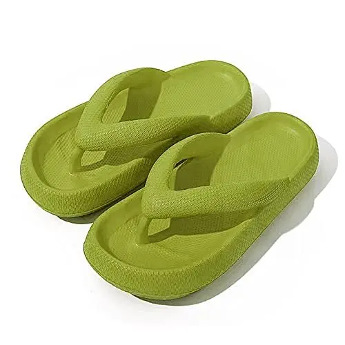 Produktbild: Shujin Flip Flops Unisex Zehentrenner Dicke Sohle Badelatschen Sommer Cozy Slides Wolkenslipper Original Schlappen Super Weich Rutschfeste Pantoffeln Hausschuhe(Grün,EU 40/41)