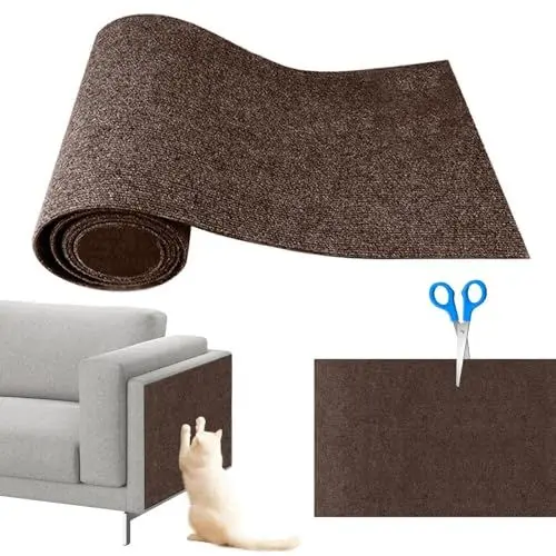Produktbild: Shujin Selbstklebend Kratzteppich Katze Wand,Kratzmatte Katzen,DIY Trimmbarer Teppich Matte Pad Katzenkratzbretter,Kratzschutz Katzenkratzmatte für Teppiche Sofa Möbelschutz(Braun,M/30cmx100cm)