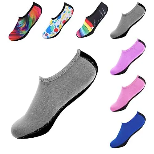 Produktbild: Shujin Unisex Badeschuhe Damen Herren Kinder Aquaschuhe Schwimmschuhe Wassersportschuh Schnell Trocknend rutschfest Leichte Strandschuhe Surfschuhe Barfuß Schuhe(Grau,34/35 EU)