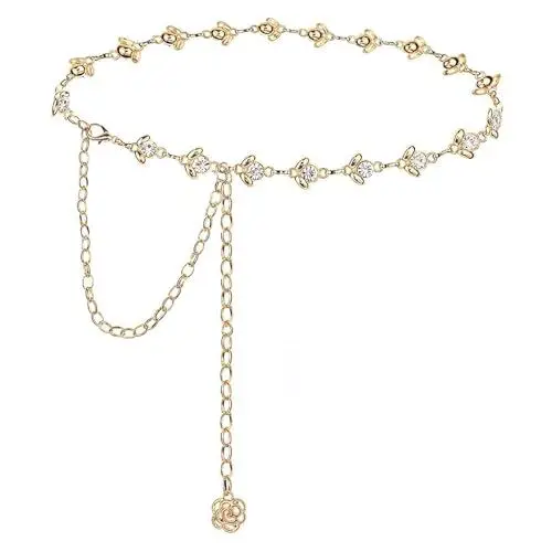 Produktbild: SHULLIN Taillenkette für Damen Metall Kettengürtel Taillenkette Gürtel Taillenkette Metall Damen Gürtel Kettengürtel für Frauen Verstellbarer Körperkette für Pullover Mäntel Overalls Röcke