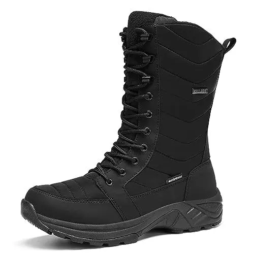 Produktbild: SHULOOK Winterstiefel Damen wasserdicht gefüttert Warm Winterschuhe Schneestiefel Reißverschluss rutschfeste Winterboots Hohe für Wandern Arbeiten Camping Stiefel Damen (Schmal, 38)