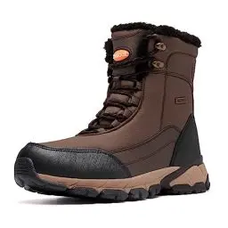 Produktbild: SHULOOK Winterstiefel Herren Wasserdicht Warm Gefüttert Schneestiefel Winterschuhe Herren rutschfeste Hohe Wanderschuhe Herren Outdoor Schuhe Herren Winter für Wandern Arbeiten Camping (Braun EU 46)