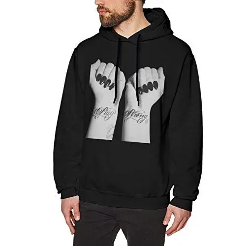 Produktbild: SHUNFAN Herren Kapuzenpullover, Hooded Sweat, Demi Lovato Wrist Tattoo Drawing Mens Long Sleeve Sweatshirts Man's Hoodies Black