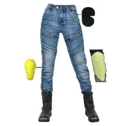 Produktbild: SHUOJIA Motorradhose Damen, Motorrad Jeans Damen Aus Aramidfaser,Motorrad Schutzhose Hose Mit Protektoren (Blue Female-B,XS)