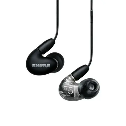 Produktbild: Shure AONIC 5 kabelgebundene Sound Isolating Ohrhörer, hochauflösender Klang und natürliche Basswiedergabe, drei Treiber, In-Ear, hochwertig, kompatibel mit Apple- und Android-Geräten – Schwarz