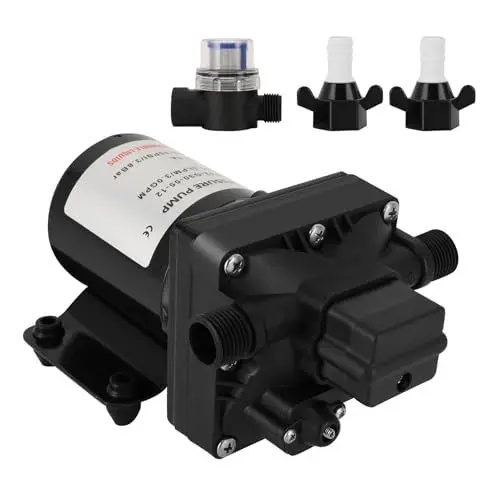 Produktbild: Shurflo Wasserpumpe 12V,Wasserpumpe Cam 12V,Wasserpumpe Für Wohnmobil,Shurflo 4008-101-E65,Heiß- Und Kaltwasserspender,55 Psi,3 Gallonen Pro Minute,7,5 Ampere,12 V Dc,Selbstansaugende Wasserpumpe Für