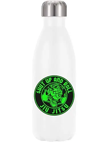 Produktbild: Shut Up and Roll Brazilian Jiu Jitsu Demon Art 350 ml Wasserflasche Styled Thermoflasche Edelstahl BPA-freie Thermoskanne Weiß One Size