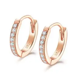 Produktbild: Shuxin Creolen Rosegold Damen Ohrringe, 925 Sterling Silber Creolen mit AAA Zirkonia, Durchmesser 13mm Klein Kreolen, Kommt in Schmuck Geschenk Box