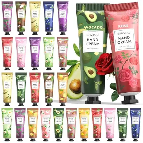 Produktbild: SHVYOG 28-Teiliges Geschenkset Mit Pflegender Handcreme, Weihnachtsgeschenke Für Frauen, Brautjungferngeschenke, Handlotion in Reisegröße Für Trockene, Rissige Hände, 28 X 30 ml