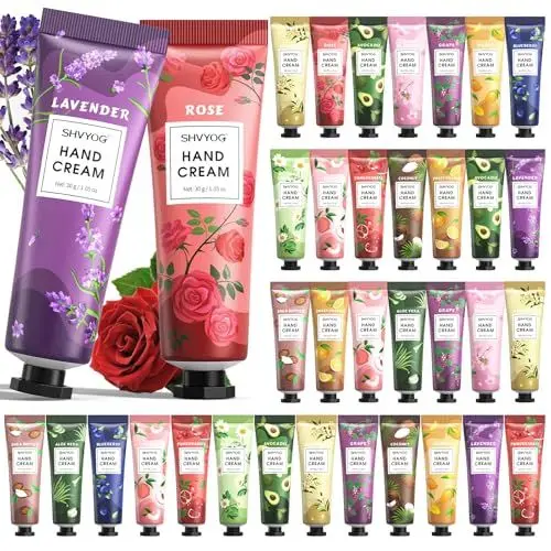 Produktbild: SHVYOG 36er-Pack Feuchtigkeitsspendende Handcreme-Geschenkset – Natürlich Duftende Mini-Lotionen in Reisegröße, kleine Weihnachtsgeschenke für Frauen