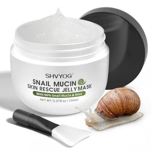 Produktbild: SHVYOG Schneckenschleim-Maske, Snail Rescue Jelly-Gesichtsmaske, feuchtigkeitsspendende Schneckenmaske mit 96% Schneckenschleim und Minzextrakt, verbessert die Haut bei Hautunreinheiten und Mattheit