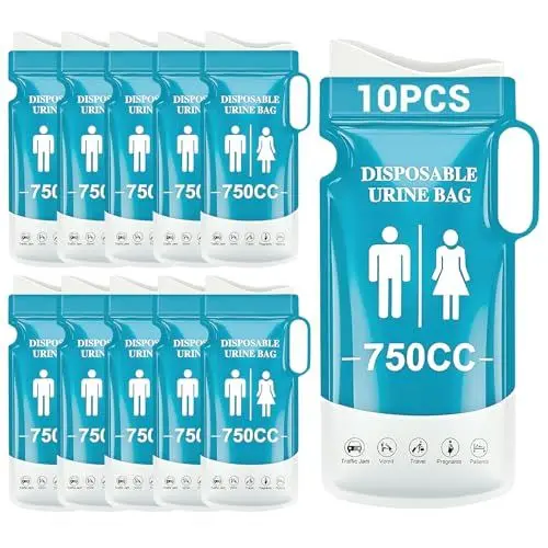 Produktbild: Shyllin Einweg Urinbeutel für Unterwegs 750 ml 10 Stück Tragbare Reise Urinal mit Gel, Pinkelbeutel Taschen-WC für Männer Frauen Kinder, Notfall Toilette für Auto, Camping, Reisen, Wandern