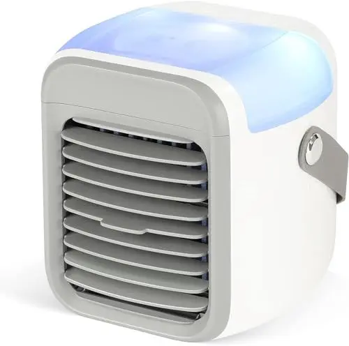 Produktbild: SHYOSUCCE Mobile Klimageräte,4 in 1 Klimaanlage,Mini Air Cooler, Leiser USB Luftkühler mit Wassertank,Tragbarem Griff, 7 LED-Licht, 3 Geschwindigkeiten für Zuhause und Büro