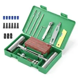 Produktbild: SHYOSUCCE Reifen Reparaturset, 71 Stück Reifenreparaturset Heavy Duty Flat Reparatur Set mit Reifendruckprüfer und Handschuhe für Auto, Motorrad, ATV, Jeep, LKW