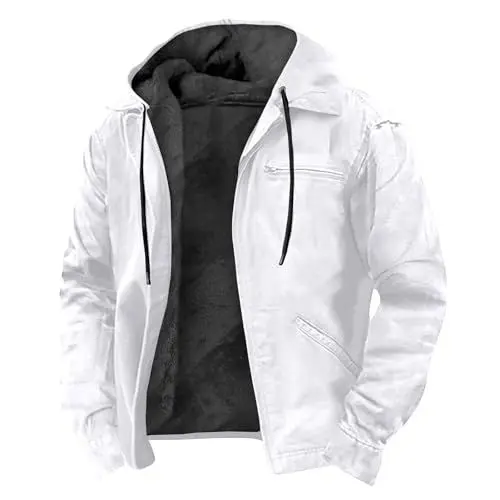 Produktbild: SHZFGUI Jacke Herren Übergangsjacke Softshelljacke für Herren Wanderjacke Herren Winterjacke 176 Jungen Pelzjacke Herren Arbeitsjacke Winter Flanell Jacke Herren Gefüttert Trainingsjacke Weiß 7Xl