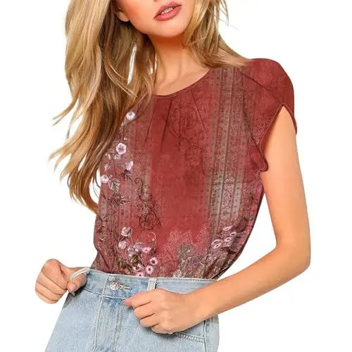 Produktbild: SHZFGUI Rot-Schwarze Blusen Für Frauen Rot-Schwarze Bluse Viskoseblusen Für Frauen Viskosebluse Schwarze Bluse Aus Viskose Regenbogenblusen Für Frauen Purpurblaue Bluse Bürobluse Rot 3XL