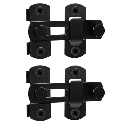Produktbild: Sibba 2 Stück Türriegel Riegel Edelstahl Klein Schiebetür Schloss Schubriegel mit 8 Fester Schraube Schwarz Torriegel Flip Latch Türschloss Riegelschloss Türbeschlag Bolzenriegel Schlossriegel