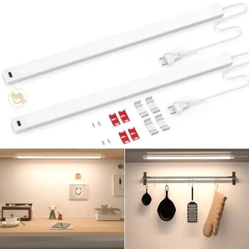 Produktbild: SIBI Unterbauleuchte Led Dimmbar, 2Stück 41cm Neutralweiß Schranklicht mit Berührungsloser Sensor, Küchenlampe Unterschrank Beleuchtung Led Leiste für Schrank,Regale,Werkbank, 473lm, 4000K