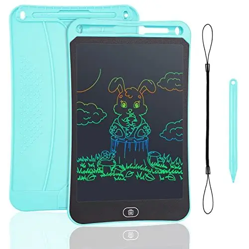 Produktbild: Sibontier LCD Schreibtablett, 8.5 Zoll Buntes Lichtmalen Lernspielzeug Kinder Kritzeltafel, löschbares elektronisches Zeichentablett mit Sperrschlüssel, Handschriftblock zum Zeichnen und Memo, Blau