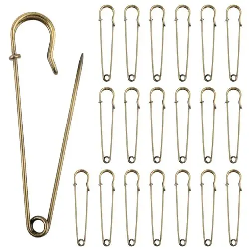 Produktbild: Sicherheitsnadeln, 20 Stück Sicherheitsnadeln Groß 7.5 cm Lange Übergroße Stecknadeln Rostfreier Stahl Heavy Duty Sicherheitsnadel für Bastelarbeiten Decken Matratzen Kleidung Schmuck Wirkwaren