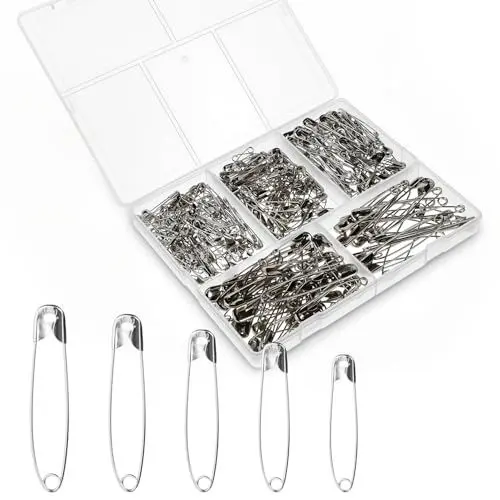 Produktbild: Sicherheitsnadeln Klein 300 Stück Groß Sicherheitsnadeln Sicherheitsnadel Safety Pins Set Mini Sicherheitsnadelns für Kleidung Home School Büro und DIY