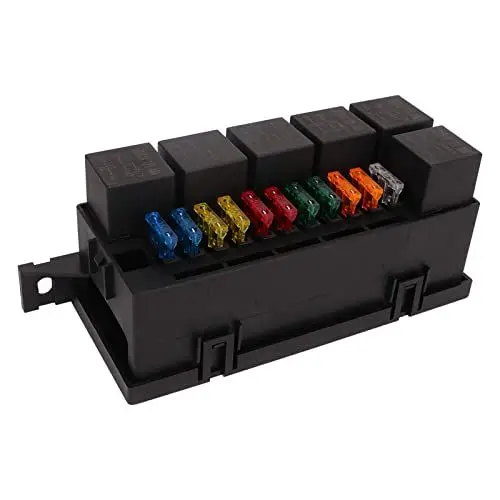 Produktbild: Sicherungs-Crimp-Anschlusskasten, Sicherungs-Relais-Box mit 11 Steckplätzen, 11 ATC/ATO und 6 Relais, Universelle Wasserdichte Sicherungs-Relais-Box für Automobil- und