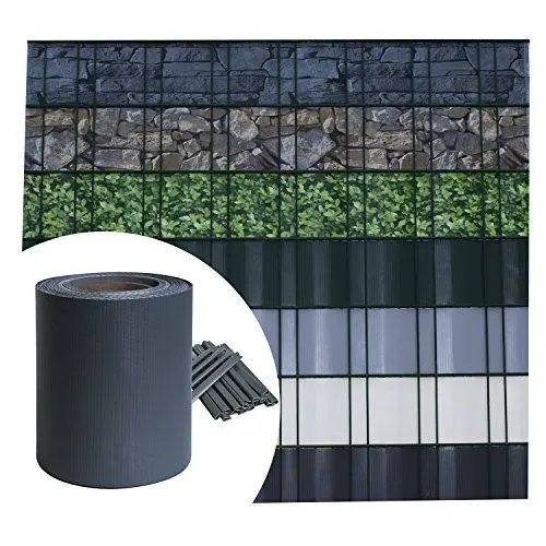 Produktbild: Sichtschutz PVC - Anthrazit RAL 7016-70m (14m²) - Doppelstabmatten Zaunfolie Windschutz blickdicht Windschutz