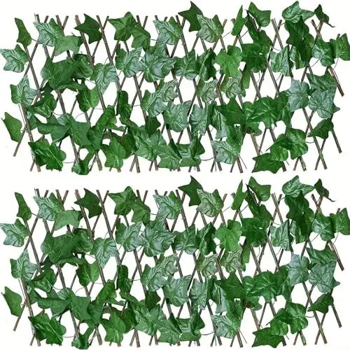 Produktbild: Sichtschutzzaun aus Efeu, 1,2 Stück, 180 x 22,9 cm, verstellbar, künstlicher Efeu-Zaun, erweiterbar, einziehbar, für Garten, Hof (2 Stück)