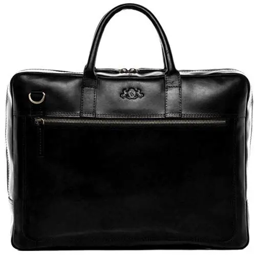Produktbild: SID & VAIN große Laptoptasche echt Leder - 15.4 Zoll Laptop Business-Tasche Dixon - Umhängetasche Aktentasche mit Laptop-Fach - Ledertasche Herren Damen Schwarzes Glattleder handgefertigt