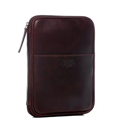 Produktbild: SID & VAIN Organizer Tablet Reise echt Leder - iPad Tablet Case JOONEY - Hülle mit Zip - Lederhülle Herren und Damen braun handgefertigt