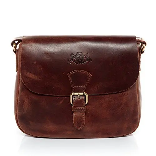 Produktbild: SID & VAIN Schultertasche echt Leder - Handtasche Yale - Umhängetasche Damentasche mit Schultergurt - Ledertasche Damen braun handgefertigt
